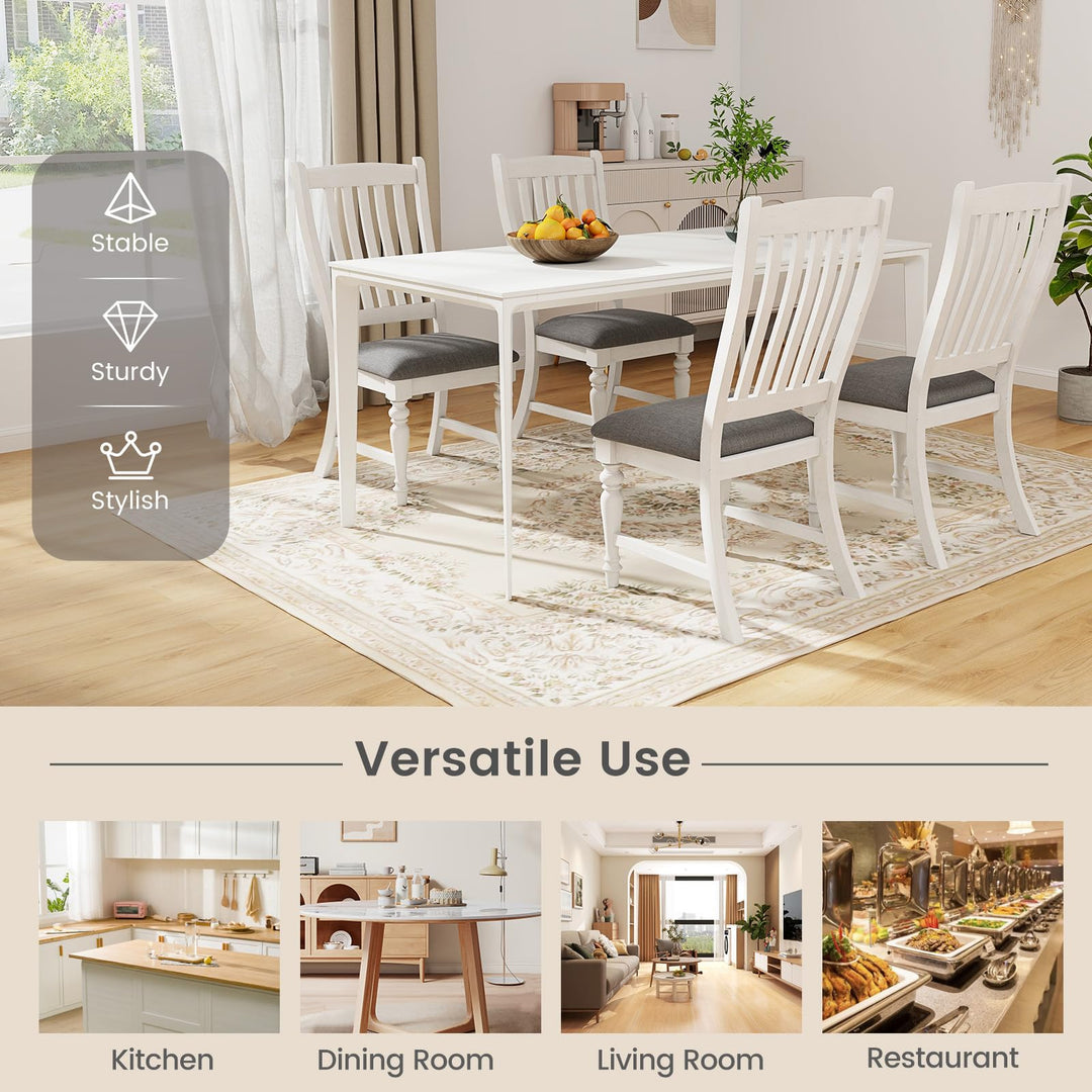 Giantex Wood Dining Chairs Set of 2/4 Farmhouse Kitchen Chairs with Solid Wood Frame, Max Load 355 Lbs