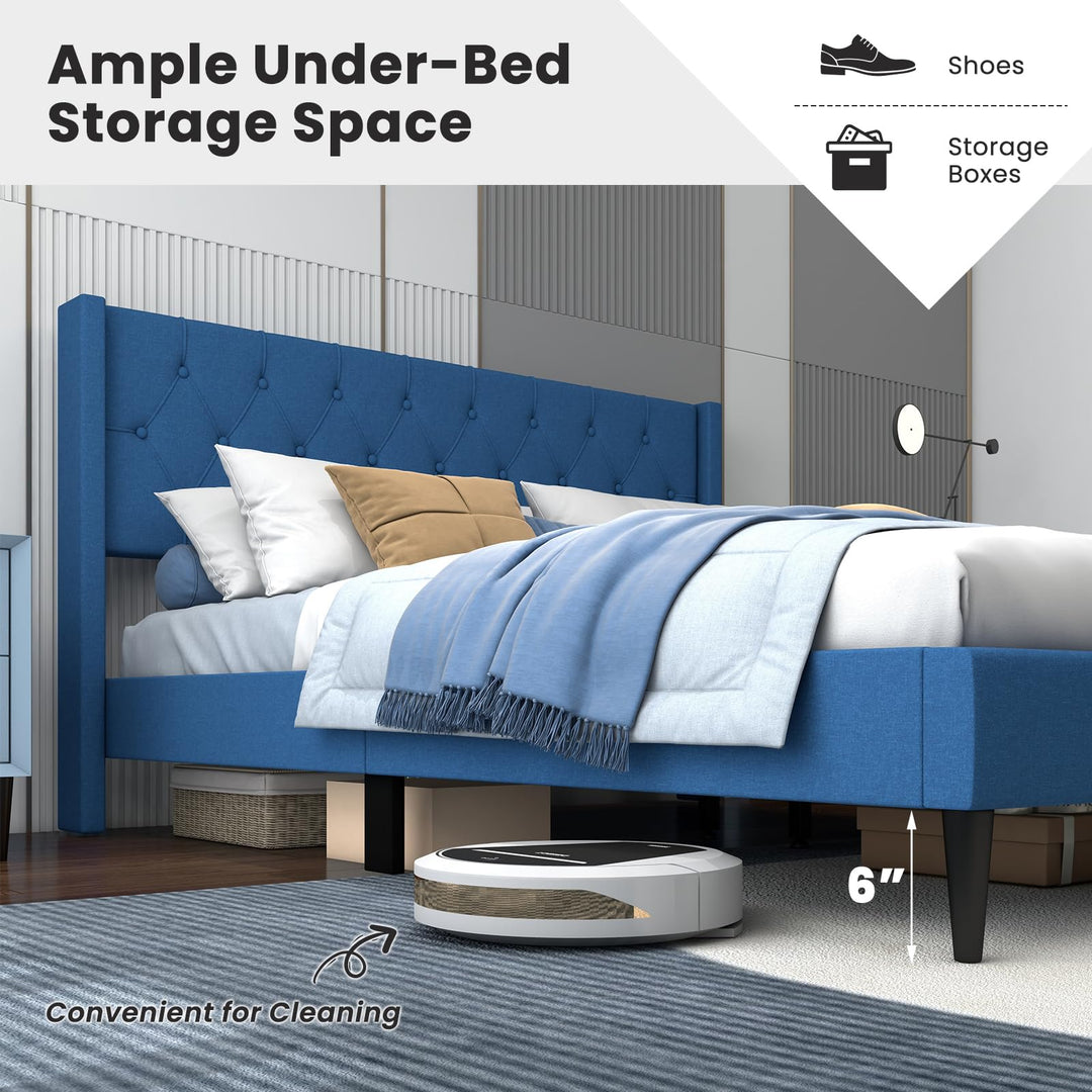 Giantex Queen/Twin Size Platform Bed Frame with Wingback
