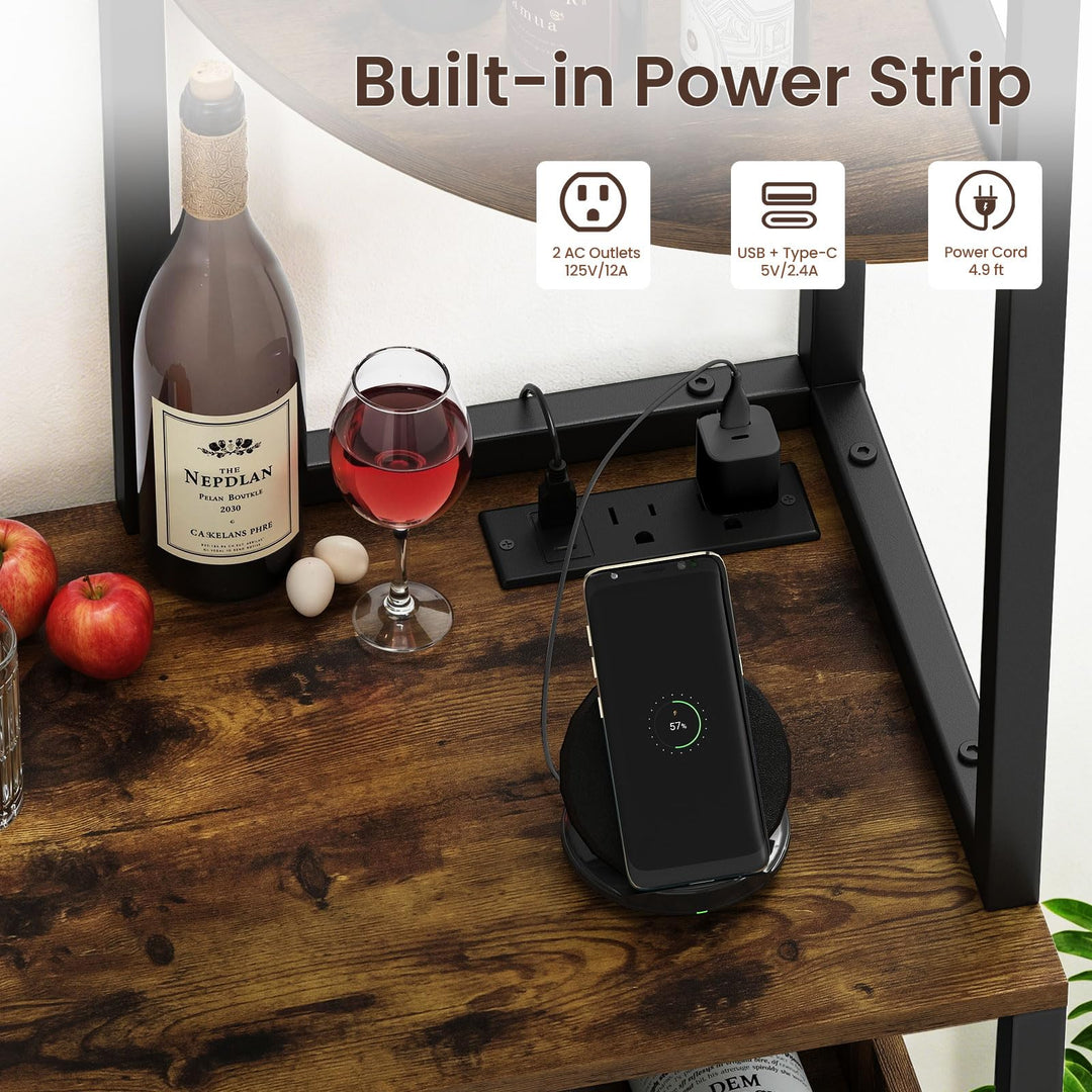 Giantex Corner Bar Cabinet w/Power Outlets