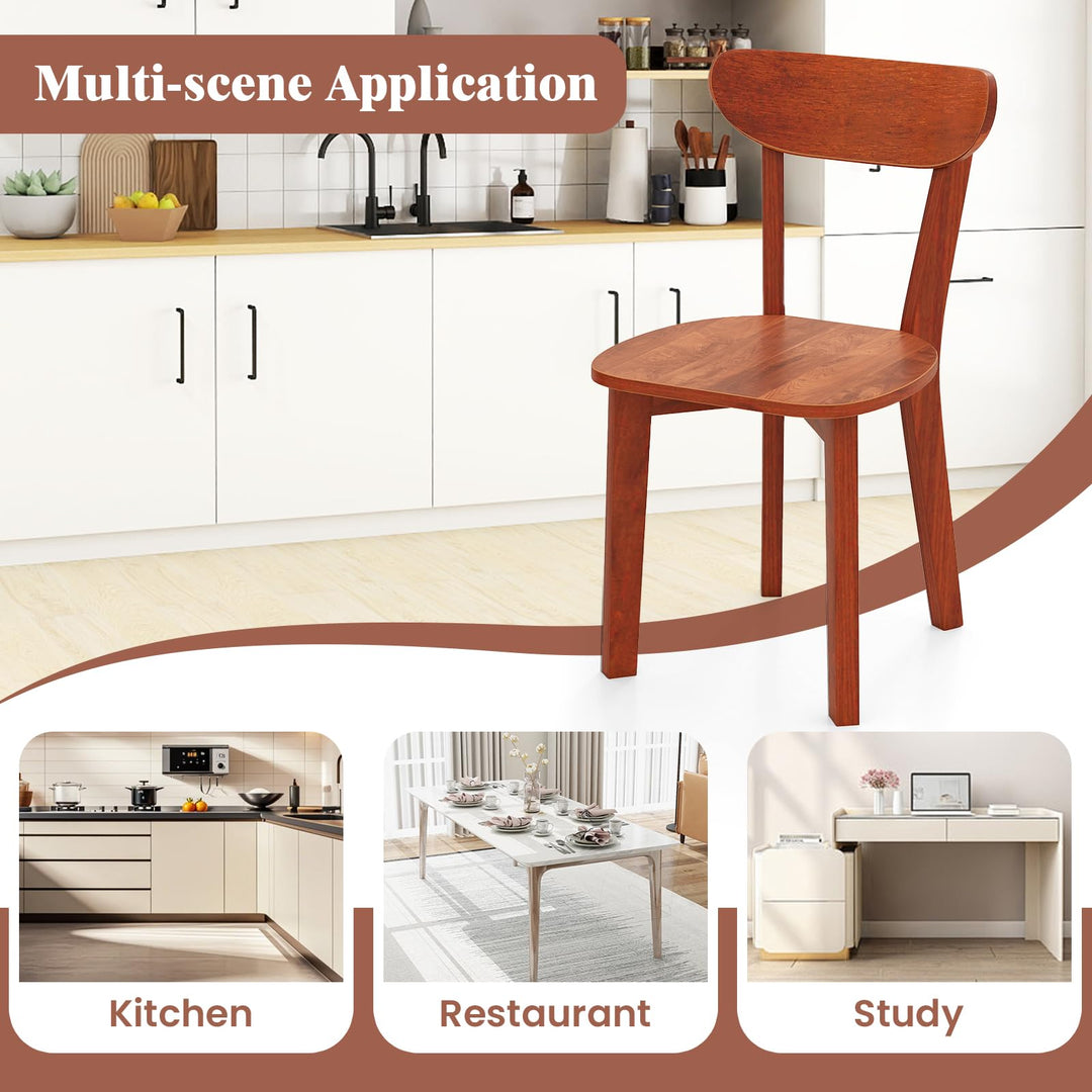 Giantex Wooden Dining Chairs, Kitchen Chairs w/Curved Backrest &amp; Solid Rubber Wood Frame