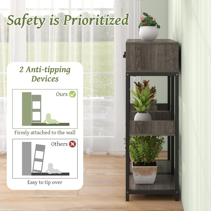 Giantex 3 Tier Tall Plant Stand Indoor, 36 Inch Corner Plant Holder with Drawer &amp; Metal Frame