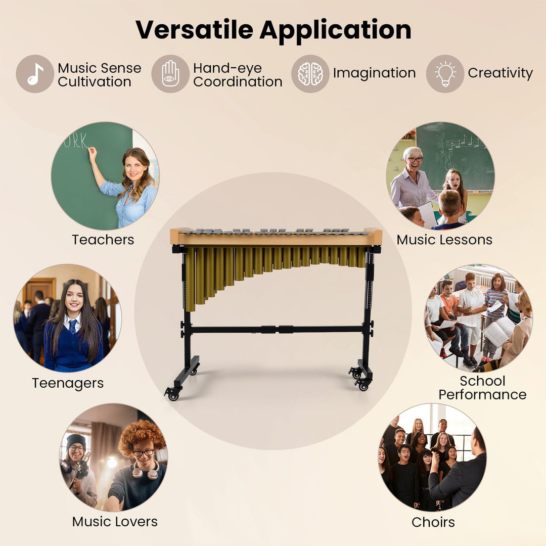 Giantex 32 Note Glockenspiel Marimba with Adjustable Stand &amp; Wheels
