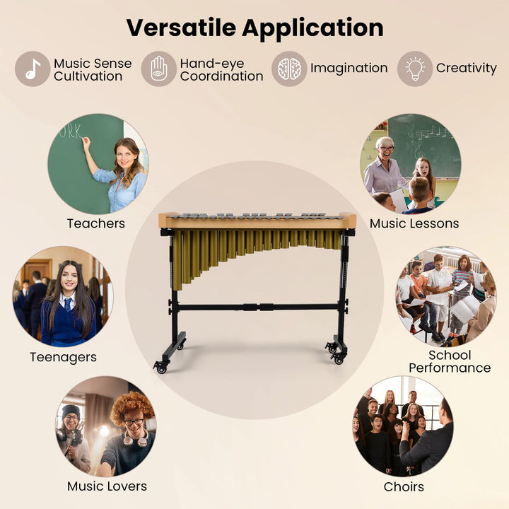 Giantex 32 Note Glockenspiel Marimba with Adjustable Stand &amp; Wheels
