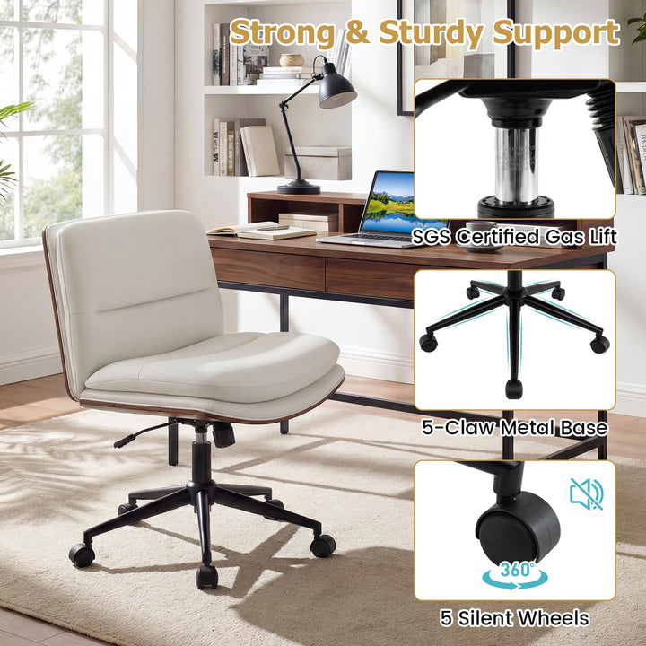 Giantex Armless Office Chair with Wheels for Home Office &amp; Bedroom