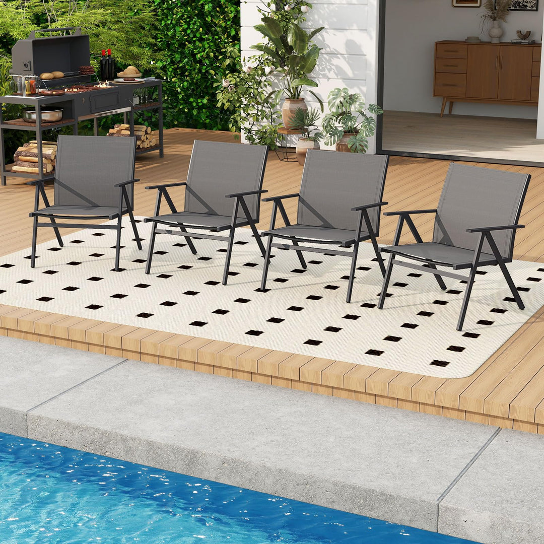 Giantex All Weather Outdoor Dining Chairs w/Sturdy Metal Frame &amp; Breathable Seat Back