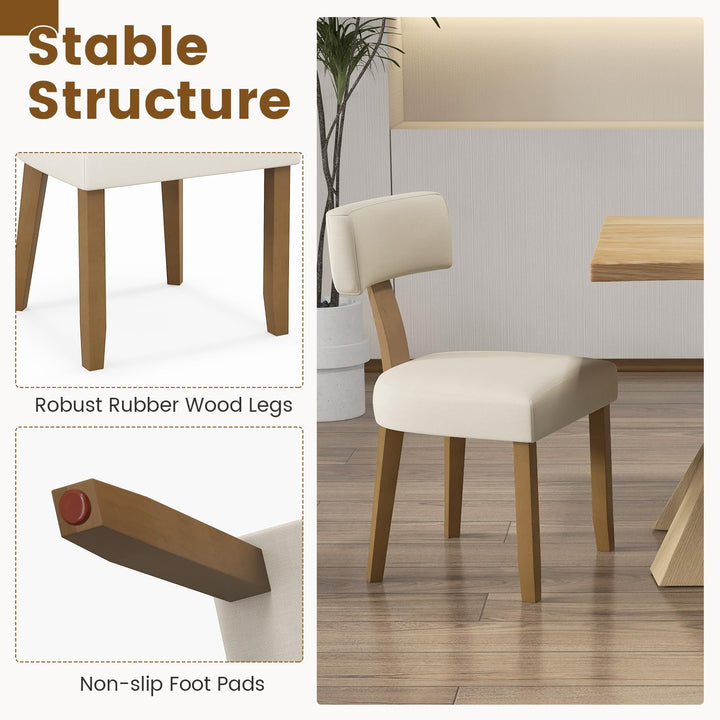 Giantex Upholstered Dining Chairs Set, Mid Century Modern Kitchen Chairs w/Curved Backrest &amp; Rubber Wood Legs