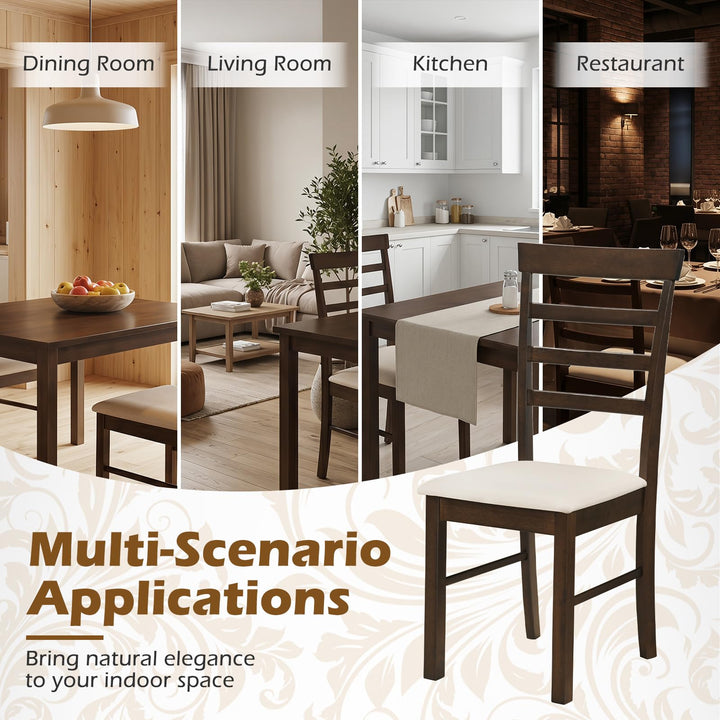 Giantex Upholstered Fabric Kitchen Chairs with Rubber Wood Frame