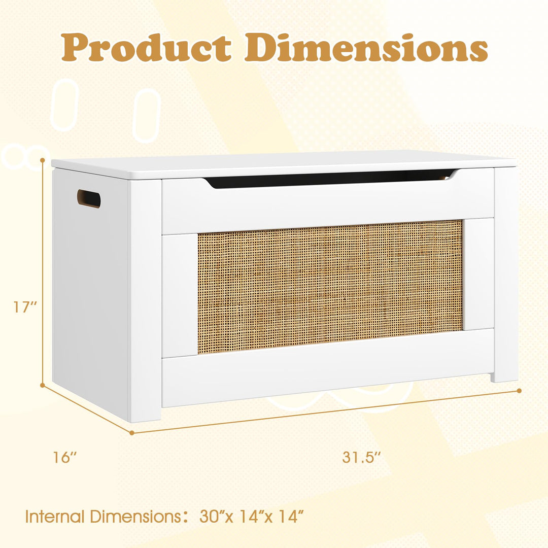 Giantex Rattan Storage Bench with Flip Top Lid &amp; Safety Hinge