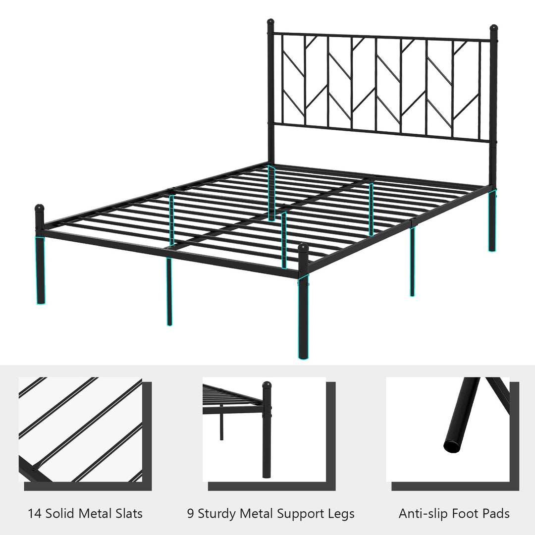 Giantex Queen/Full/Twin Size Metal Bed Frame with Victorian Style Headboard
