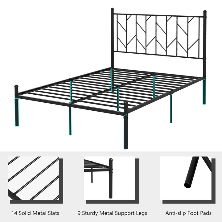 Giantex Queen/Full/Twin Size Metal Bed Frame with Victorian Style Headboard