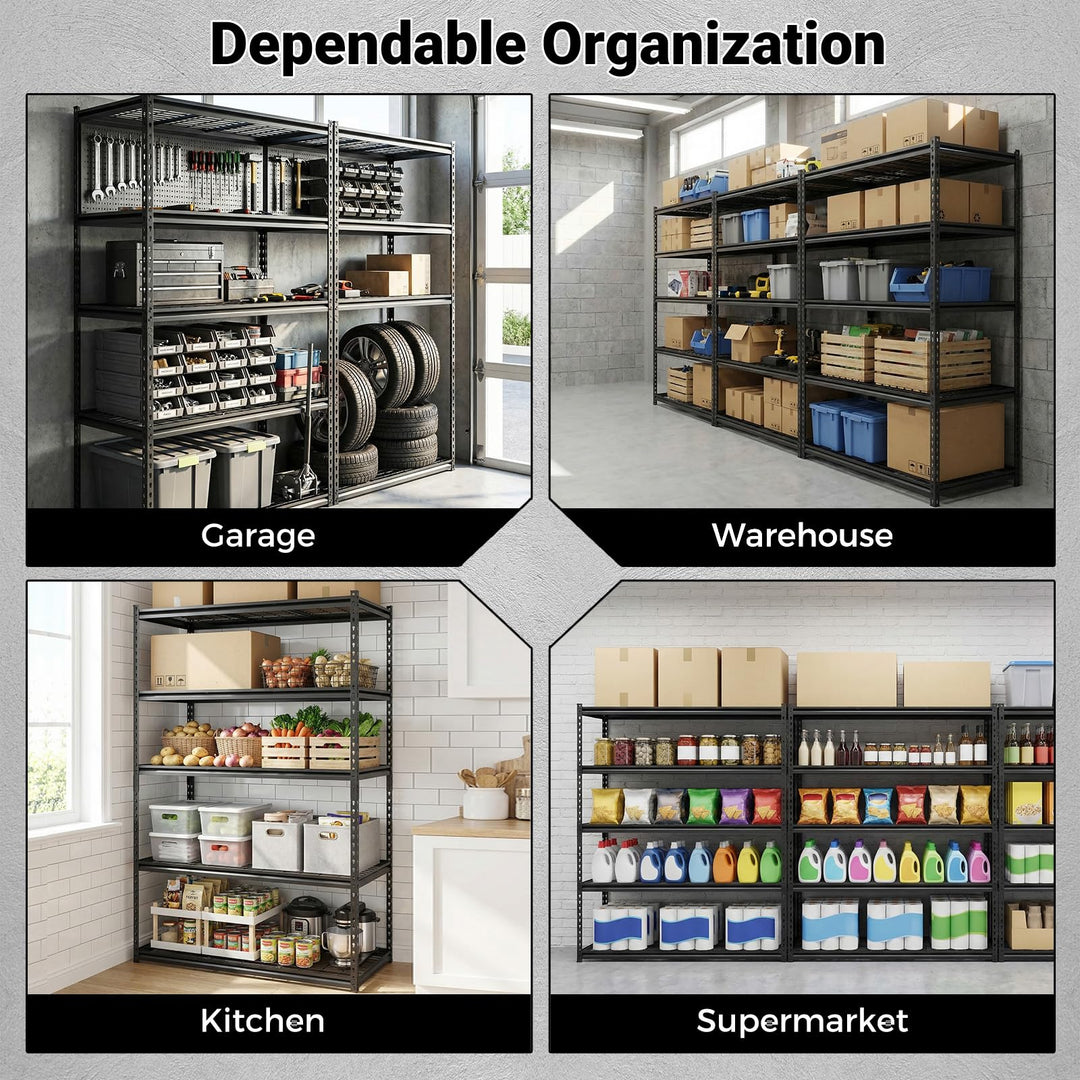Giantex 5-Tier Metal Storage Shelves(1/2/3/4,48" L x 24" W x 72" H)