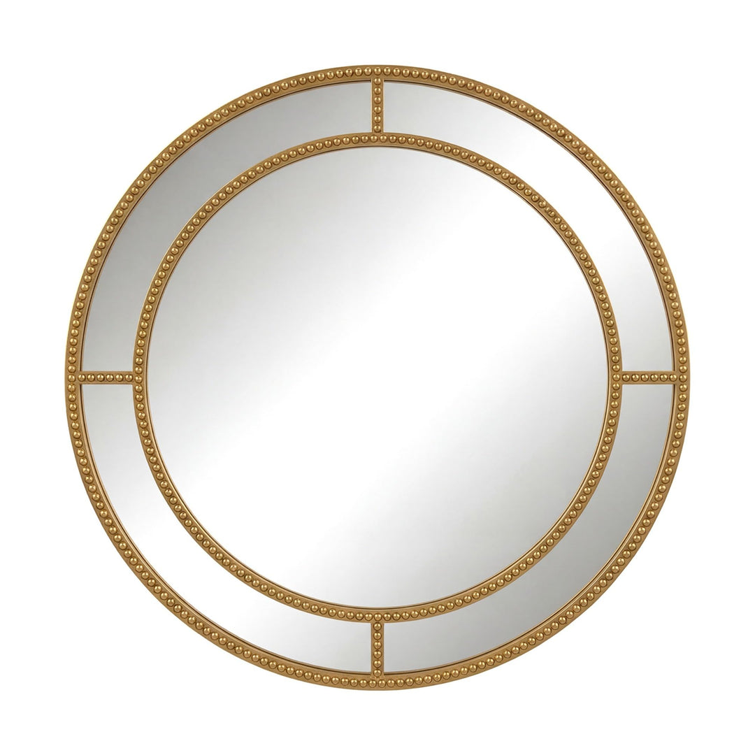 CHARMAID 28" Gold Round Wall Mirror with Beaded Frame