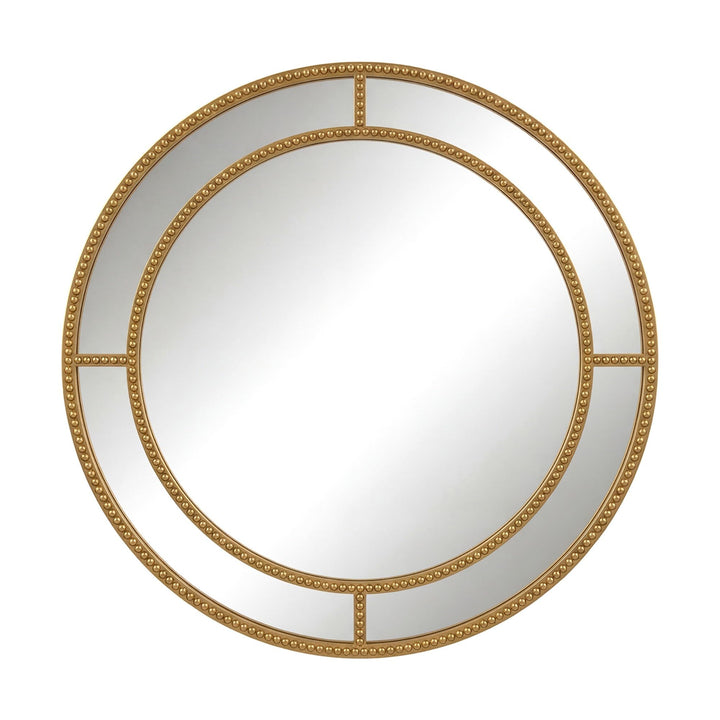 CHARMAID 28" Gold Round Wall Mirror with Beaded Frame