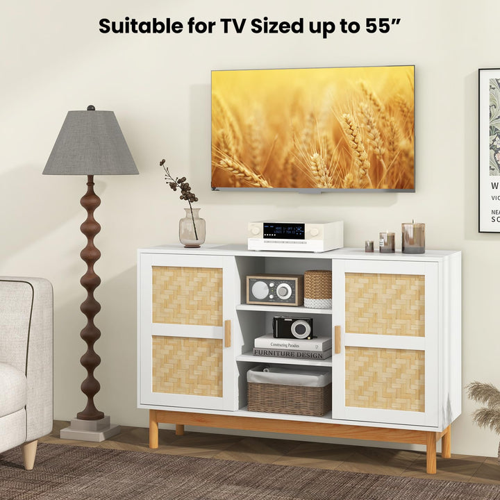 Giantex Buffet Sideboard, Kitchen Storage Cabinet with 3 Open Shelves &amp; 2 Side Cabinets