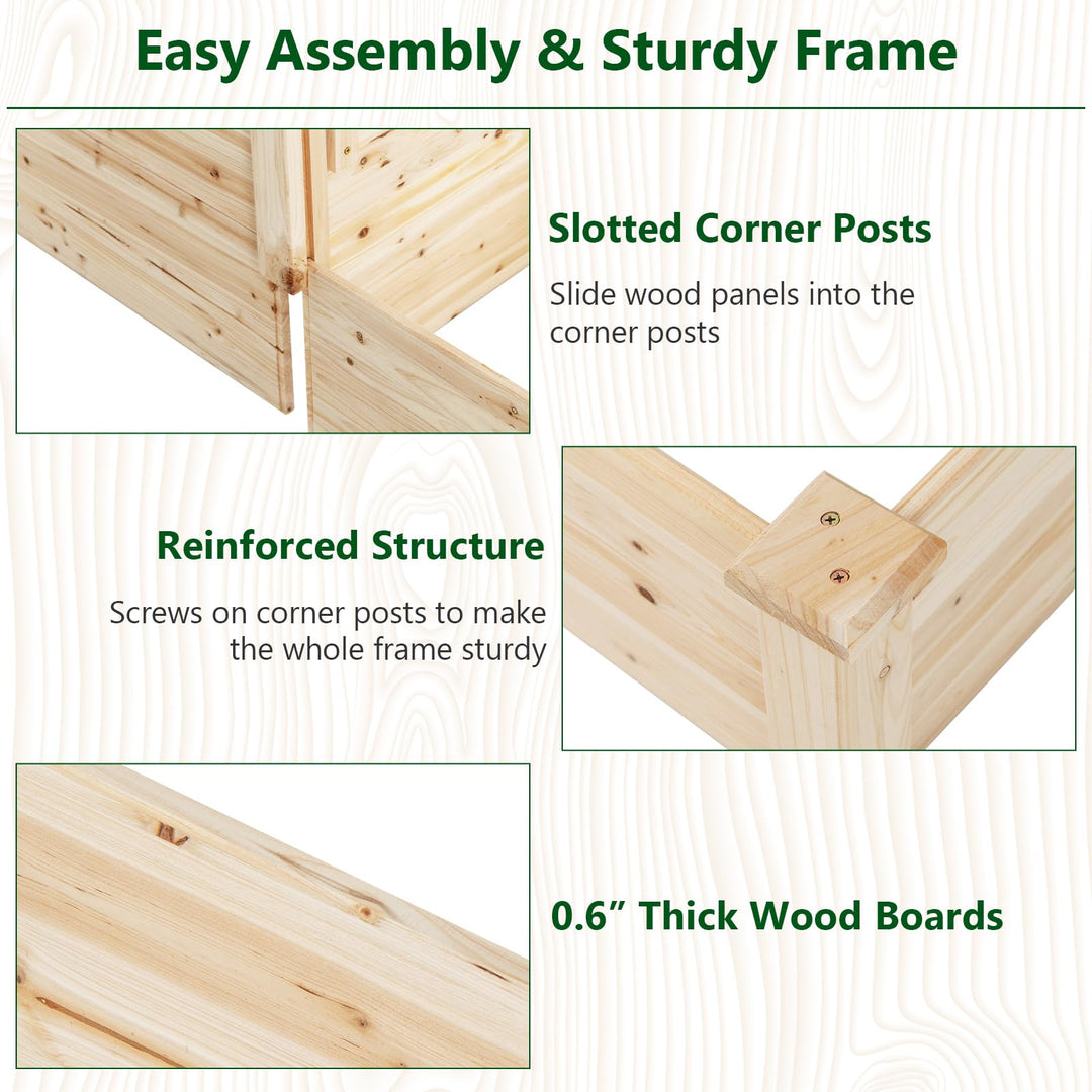 Giantex Raised Garden Bed with Trellis, Set of 2 Wood Shallow &amp; Deep Planter Box for Climbing Plants