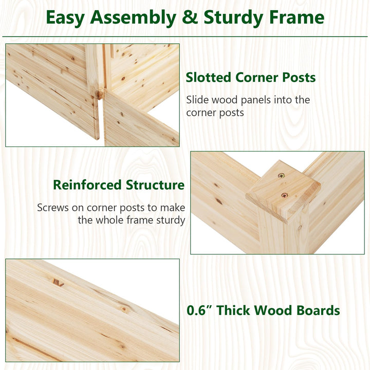 Giantex Raised Garden Bed with Trellis, Set of 2 Wood Shallow &amp; Deep Planter Box for Climbing Plants