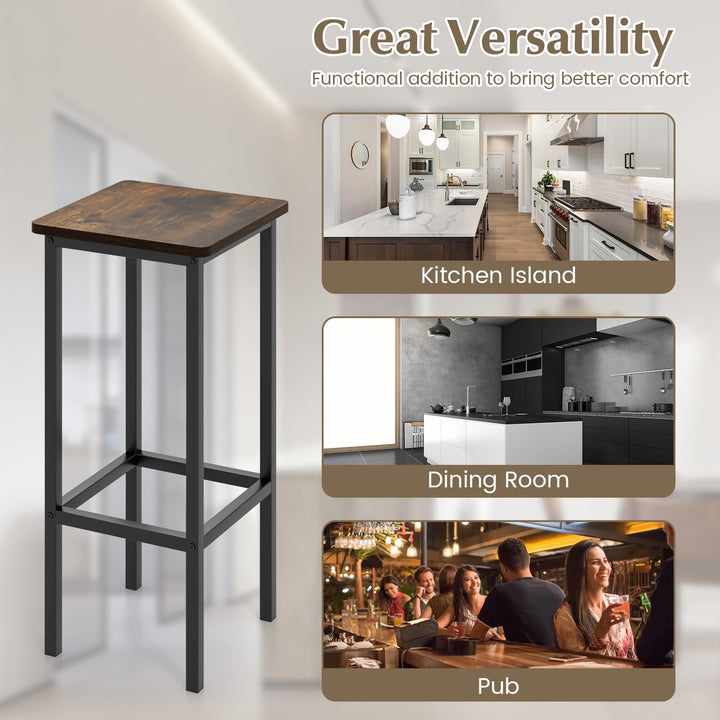 Giantex Bar Stools Set of 4, 26" Backless Barstools with Metal Legs &amp; Footrest, Breakfast Bar Dining Chairs