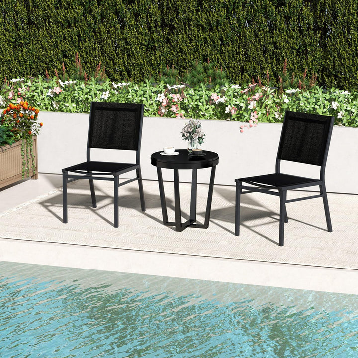 Giantex Outdoor Patio Dining Chair, Armless Dining Chair with Breathable Fabric Seat &amp; Backrest
