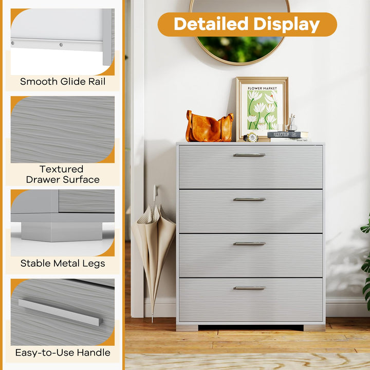 Giantex Storage Cabinet with 4 Drawers, Metal Legs &amp; Handles, Anti-Toppling Devices, Tall Cabinet