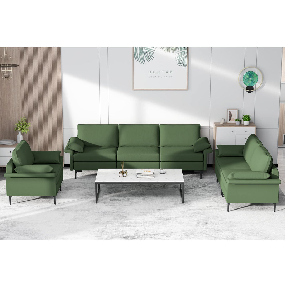 Giantex 3-Seat Sectional Sofa Couch, 100.5" L Convertible Sleeper with USB Port &amp; Outlet