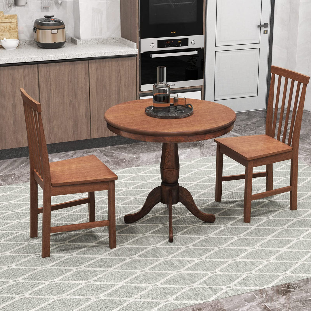 3-Piece Kitchen Table Set, Mid-Century Round Dining Table &amp; Chairs Set for 2, Walnut