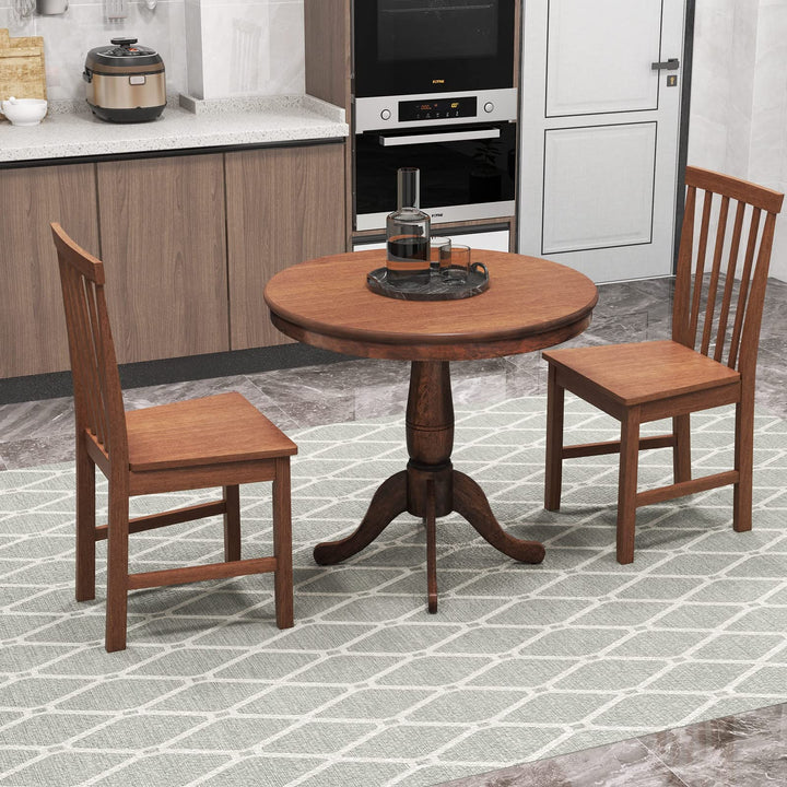 3-Piece Kitchen Table Set, Mid-Century Round Dining Table &amp; Chairs Set for 2, Walnut