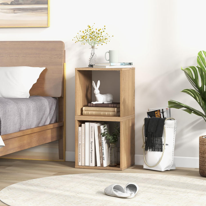 Giantex 2/4 Cube Bookshelf Organizer, 2-Tier Stackable Cube Storage Organizer