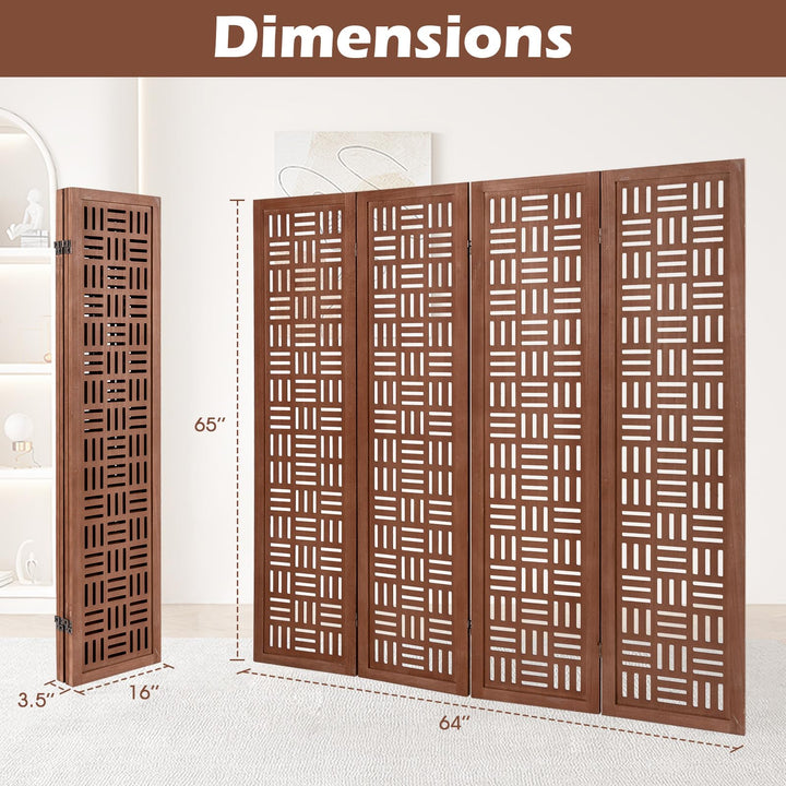 Giantex 4/6 Panels Room Divider - Folding Room Dividers with Carved Cutout Pattern &amp; Solid Wood Frame