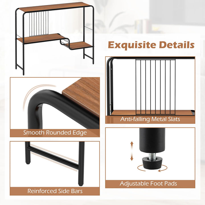 Giantex 2-Tier Console Table, 35.5" Narrow Entryway Table w/Irregular Storage Shelves &amp; Metal Frame