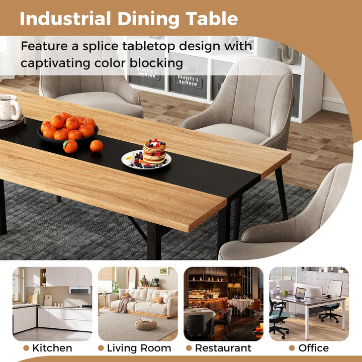 Giantex 71" Dining Table for 6-8 People with Heavy-Duty Metal Frame Storage Rack