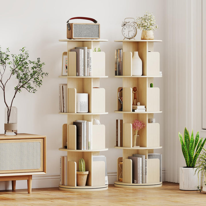 Giantex 4-Tier Rotating Bookshelf 360° Display Rack w/Dividers &amp; Anti-Falling Baffles