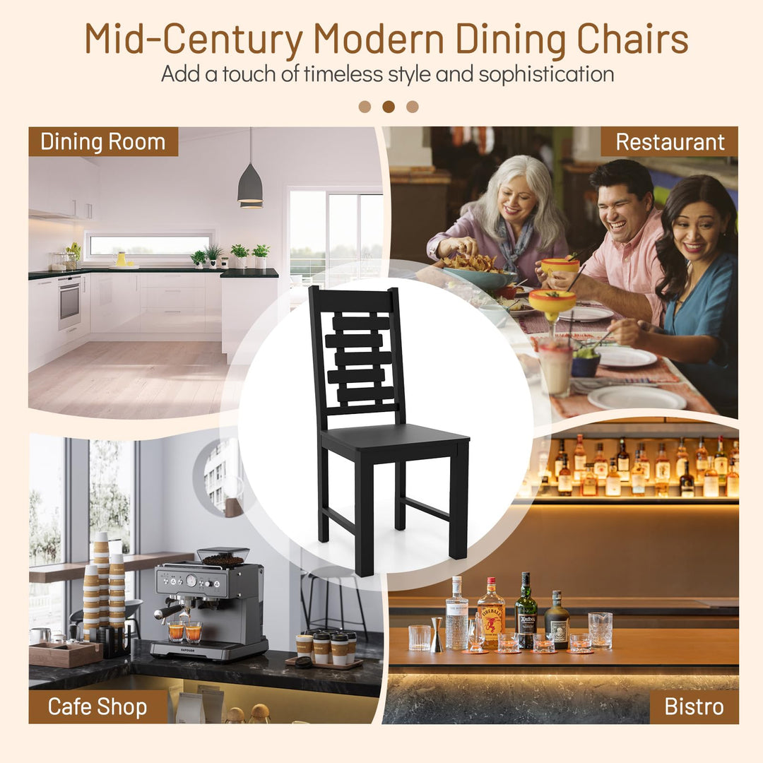 Giantex Wooden Dining Chairs Set 100% Solid Rubber Wood Kitchen Chair with High &amp; Tilted Backrest