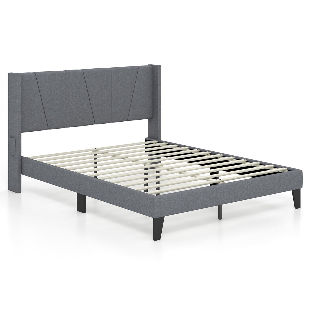Giantex Queen/Full SizeBed Frame with Wingback Headboard