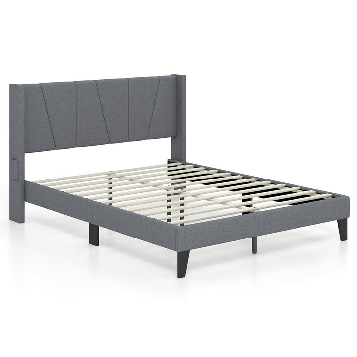 Giantex Queen/Full SizeBed Frame with Wingback Headboard