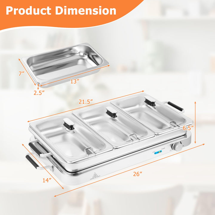 Giantex Buffet Server &amp; Electric Food Warmer, 2-in-1 Food Warming Tray, Adjustable Temperature