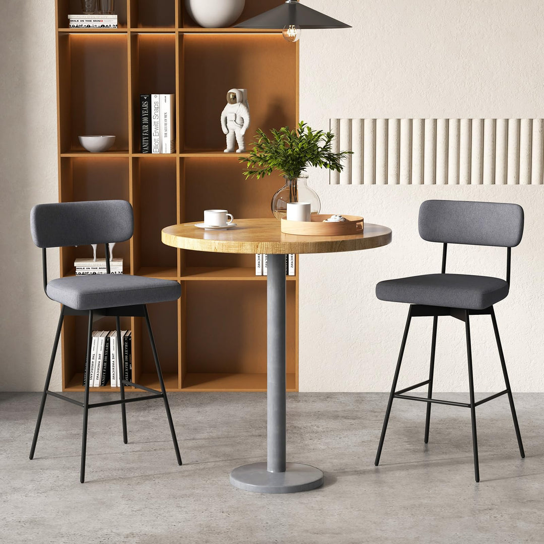 Giantex Swivel Bar Stools,  Upholstered Bar Height Bar Chairs w/Padded Seat &amp; Backrest