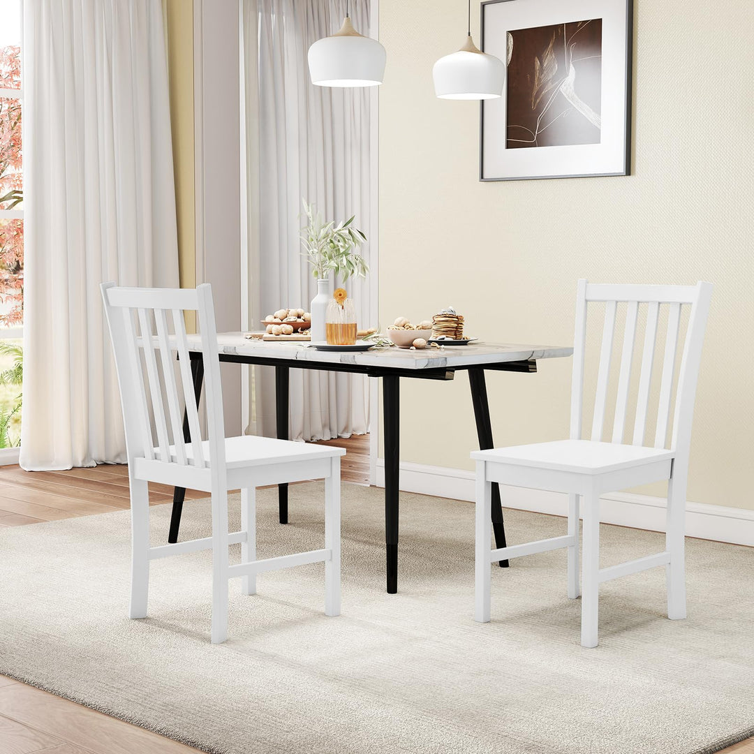 Giantex Wooden Dining Chairs Set of 2/4-100% Solid Rubber Wood Kitchen Chair with Curved Backrest