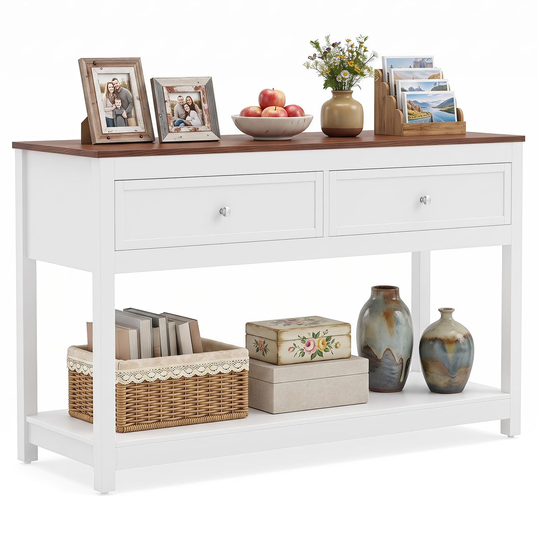 Giantex 47" Farmhouse Console Table with 2 Drawers Storage