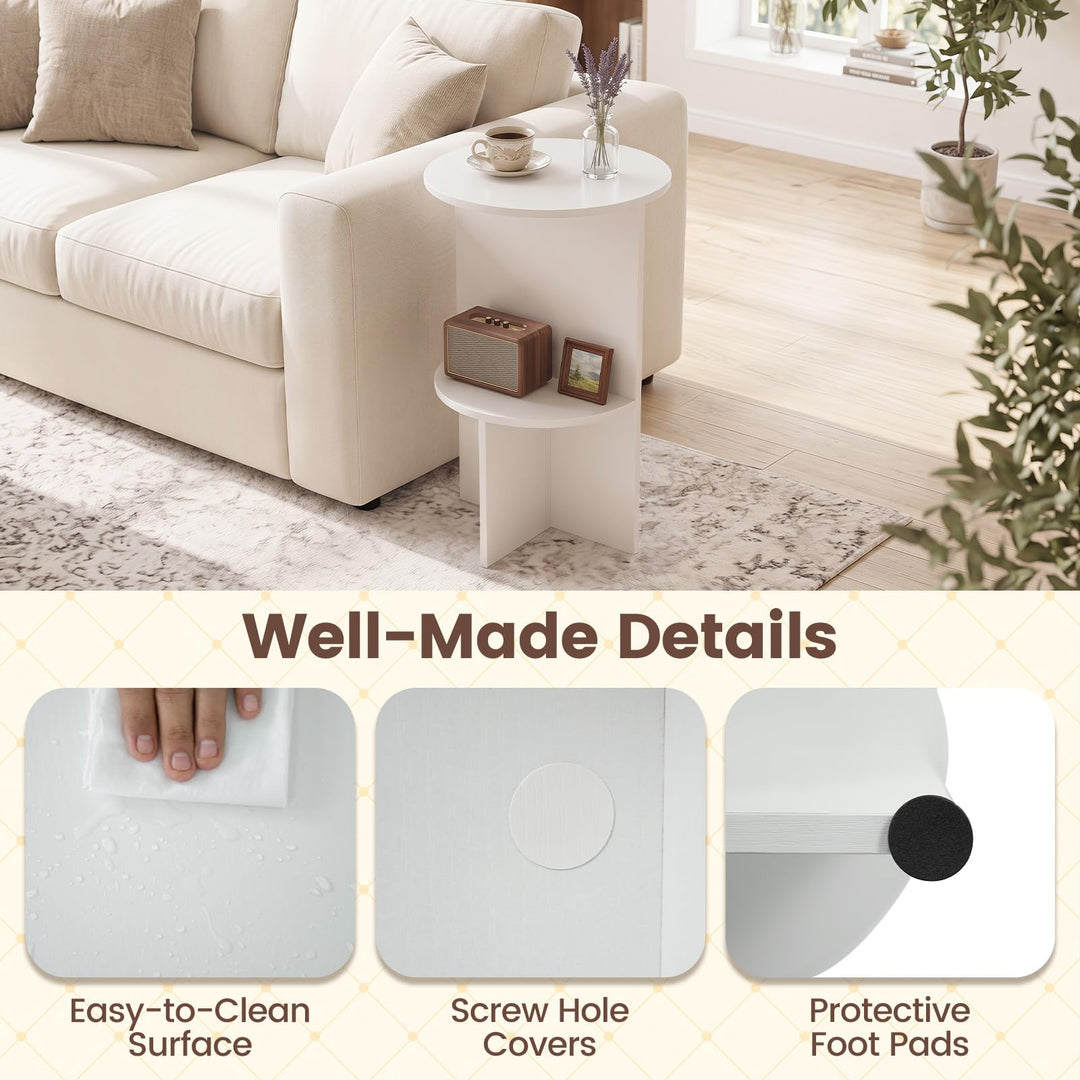 Giantex 2-Tier Round Side Tables with Storage Shelf (1/2)