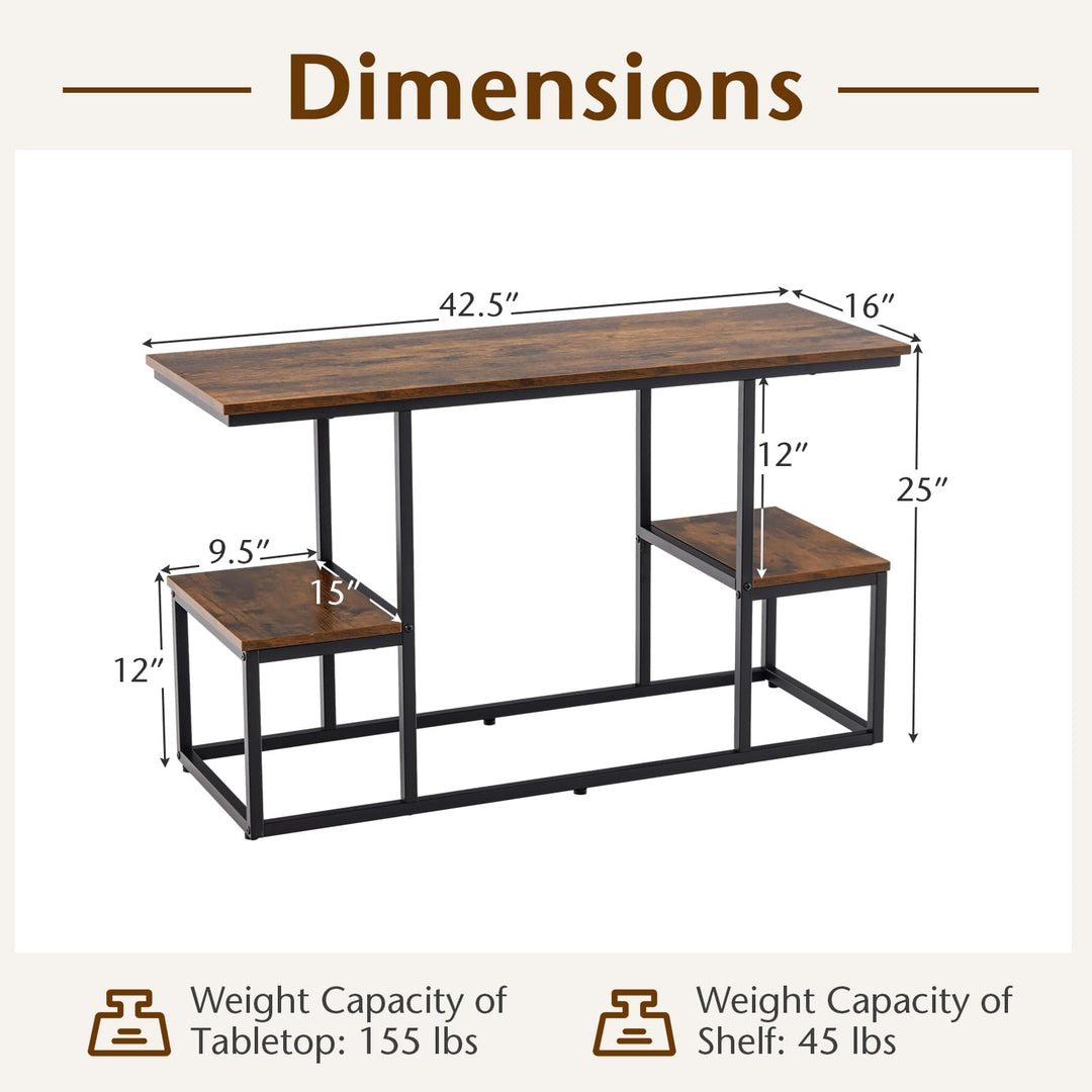 Giantex TV Stand for 50-Inches TVs - Industrial Sofa Table with Open Storage Shelves, 2-Tier Display Rack