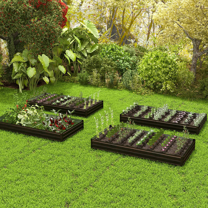 Giantex 8x4x1ft Metal Raised Garden Bed, Planter Box with Protective Edges
