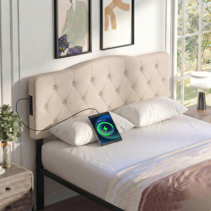 Giantex Headboard with 2 AC Outlets for Queen &amp; Full Size Bed