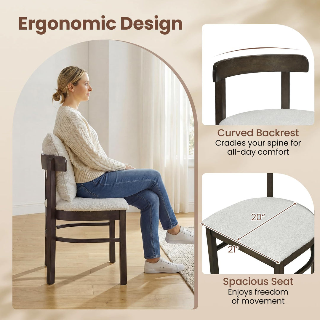 Giantex Wood Dining Chairs Set of 2/4 w/Removable Pillow