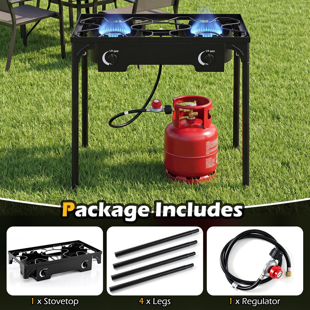 Giantex 2 Burner Propane Gas Stove | 160,000 BTU High Pressure Camping Cooker