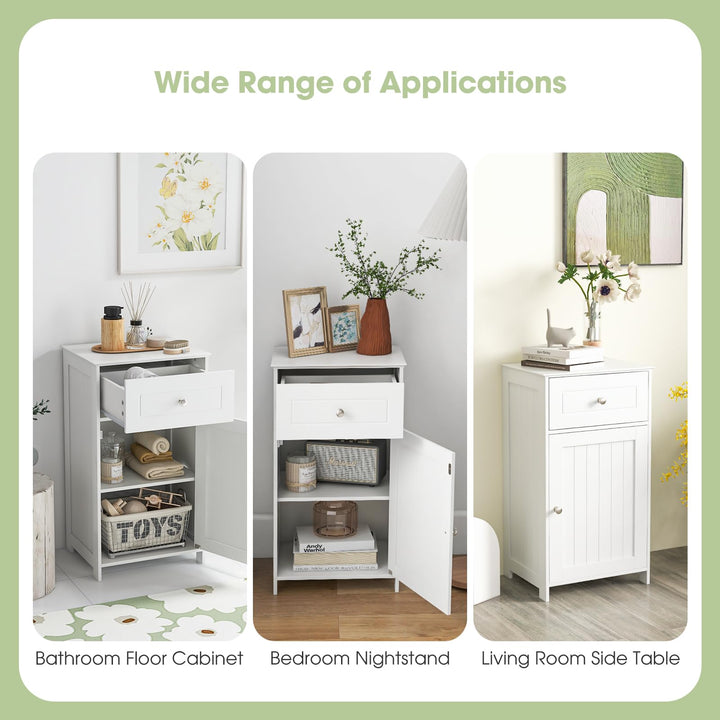 Giantex Floor Bathroom Storage Cabinet Freestanding Cabinet with Drawer