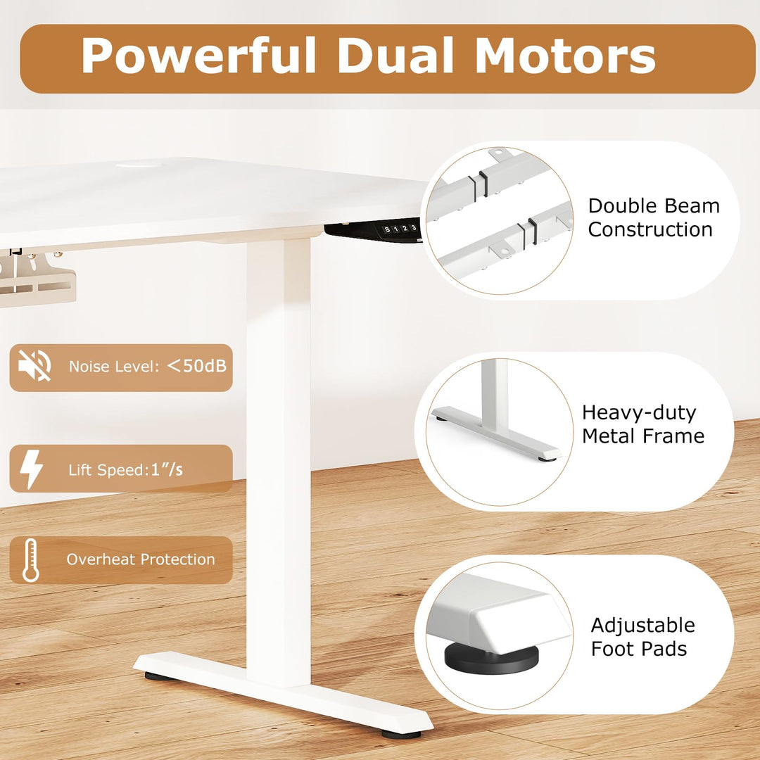 Giantex Electric Dual Motor Standing Desk | 48" x 30" Height Adjustable Sit Stand Computer Workstation w/3 Memory Height