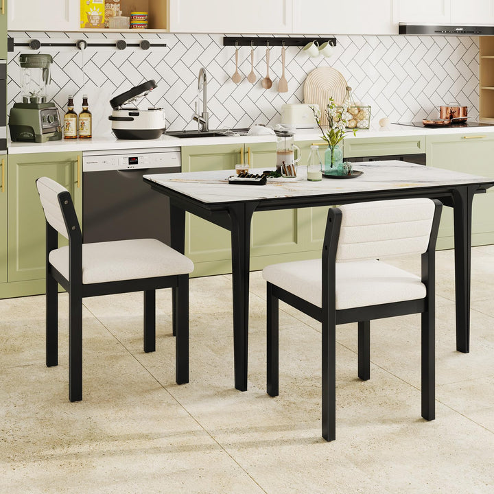 Giantex Sherpa Kitchen Chairs with Wood Frame &amp; Padded Seat