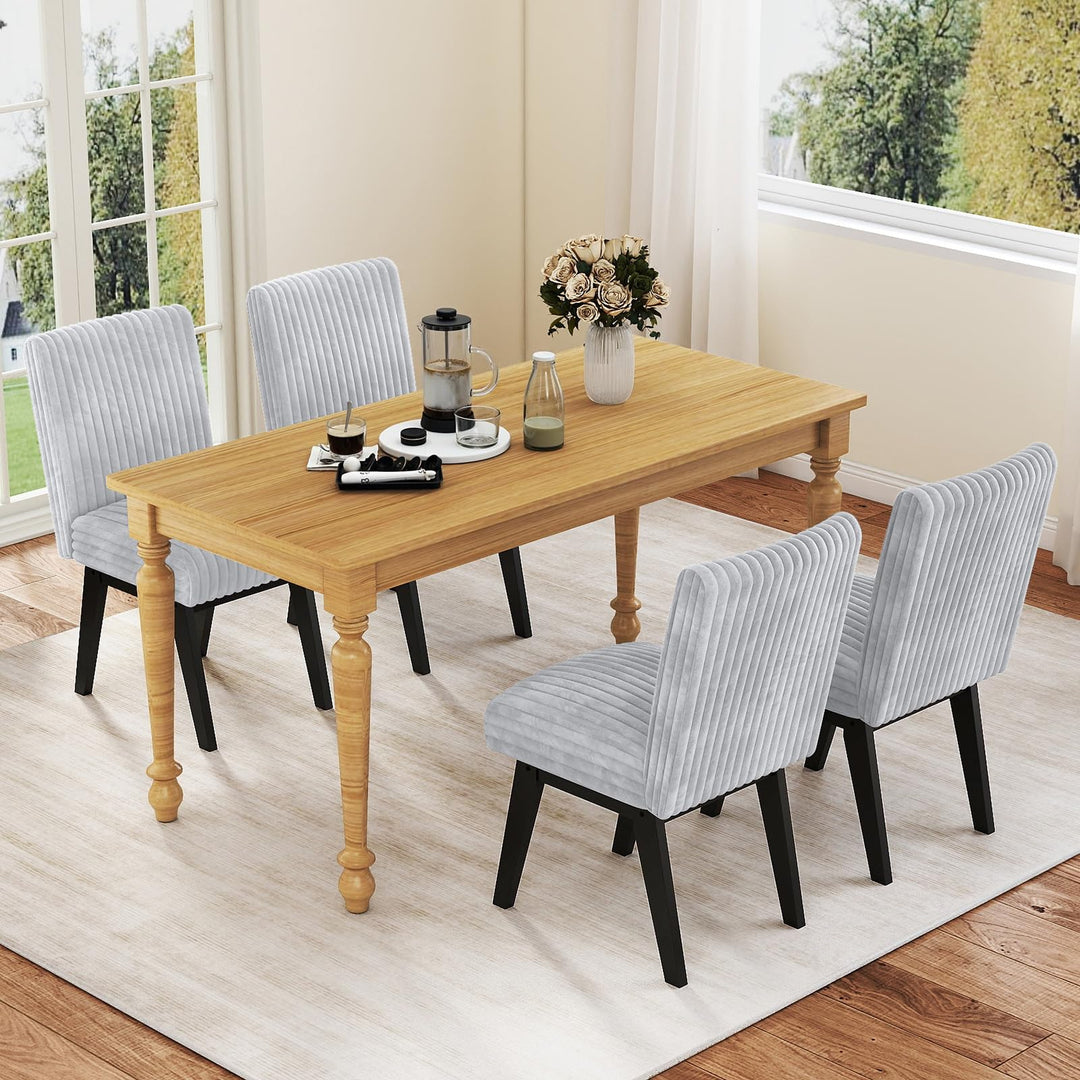 Giantex Fabric Upholstered Channel Tufted Kitchen Chair w/ 6" Thick Padded Seat &amp; Backrest