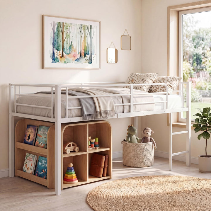 GIANTEX Twin Low Loft Bed | Metal Bed Frame with 21.5" H Under-Bed Space