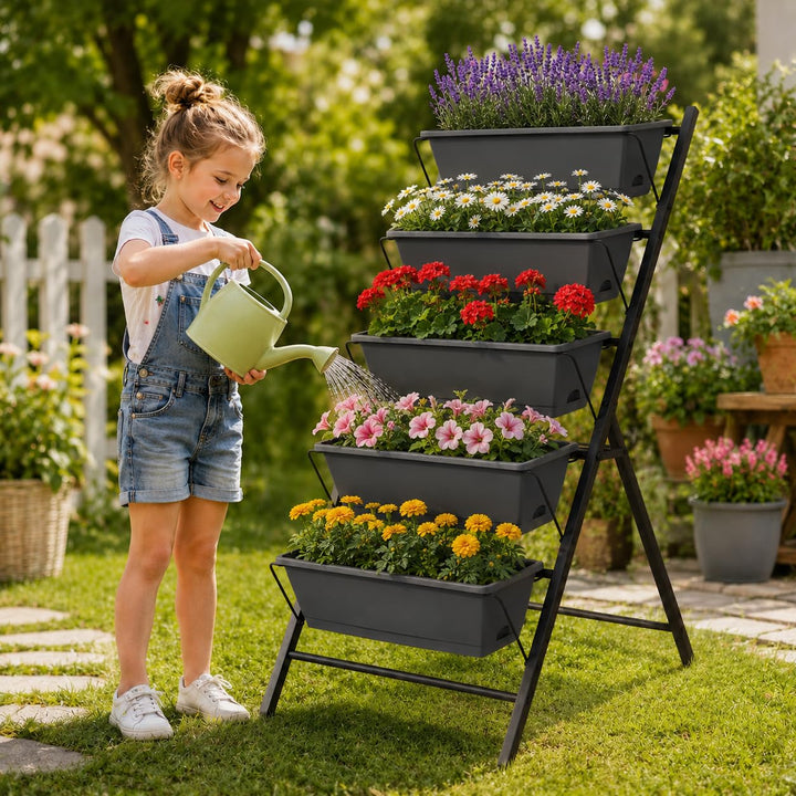 Giantex 5-Tier Vertical Garden Planter Set 1/2 Raised Garden Bed w/Drainage